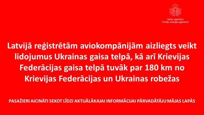 Paziņojums par Ukrainas gaisa telpu