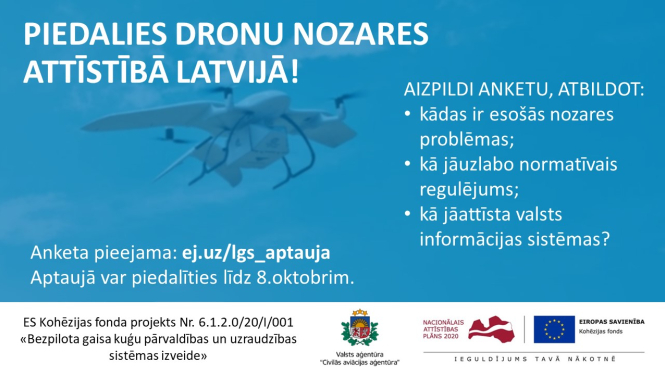 Informācija par dronu lietotāju aptauju.