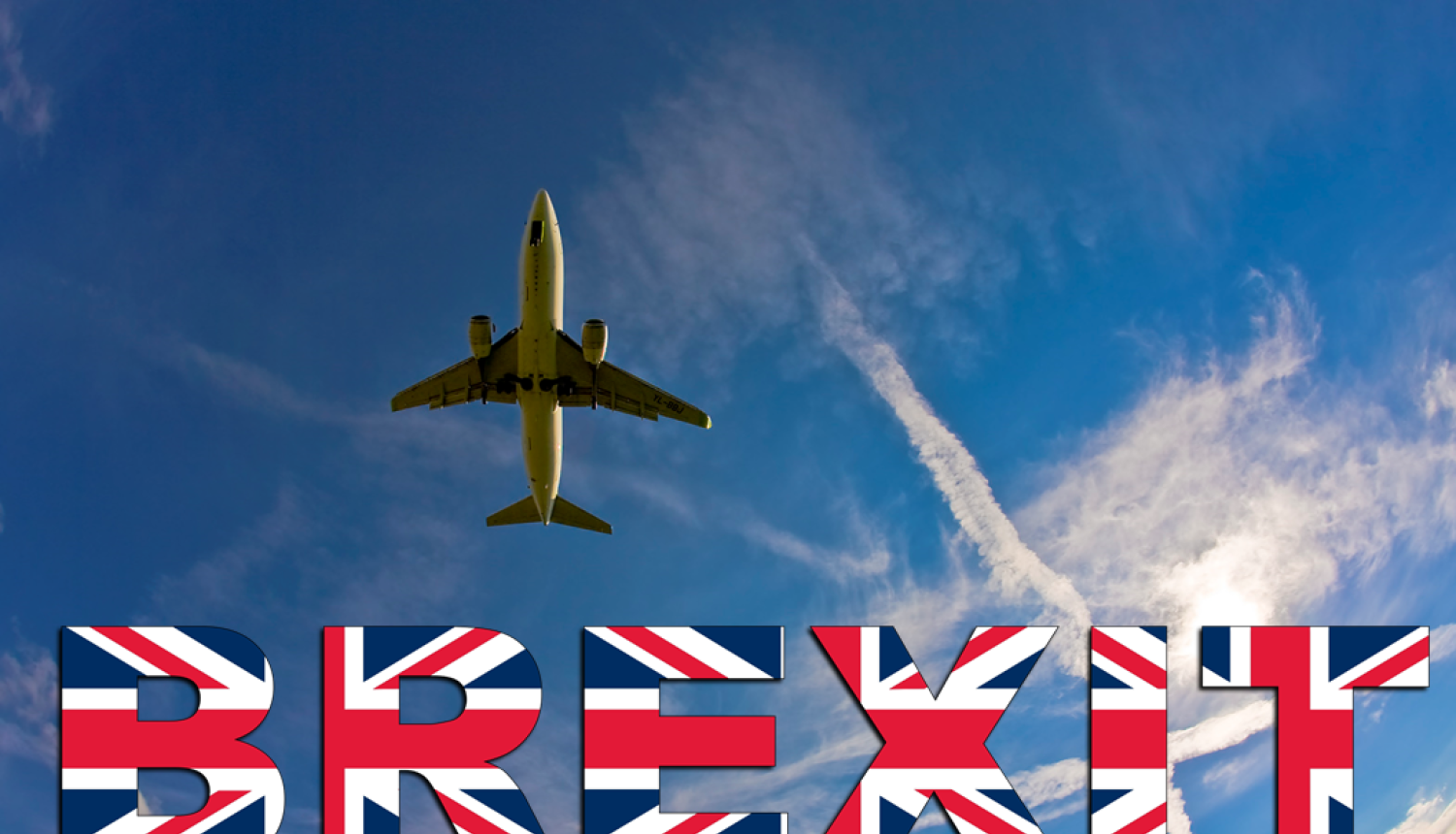 Brexit paziņojums ar lidmašīnu fonā