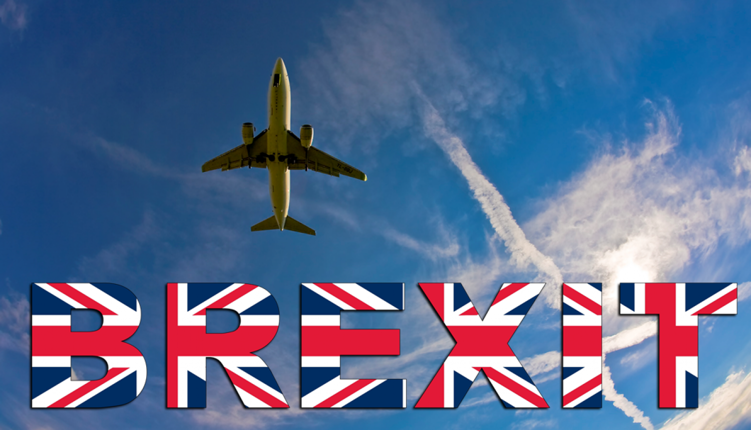 Brexit paziņojums ar lidmašīnu fonā